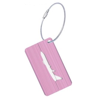 Brush Aluminum Luggage Tag Luggage Boarding Pass Check Tag(Rose Red)