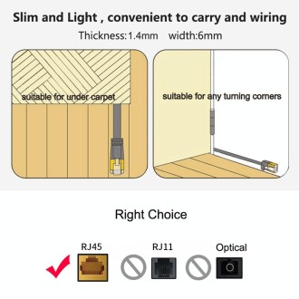 2m CAT6 Ultra-thin Flat Ethernet Network LAN Cable, Patch Lead RJ45 (Orange)