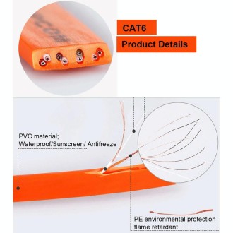 2m CAT6 Ultra-thin Flat Ethernet Network LAN Cable, Patch Lead RJ45 (Orange)