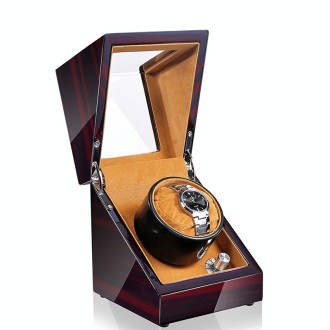 Automatic Watch Shaker Electric Rotating Winding Watch Gift Box, US Plug(Ebony)