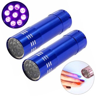 2 PCS Nail Dryer Mini LED Flashlight UV Lamp Portable For Nail Gel Fast Dryer(Blue)