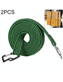 2 PCS 2m Elastic Strapping Rope Packing Tape for Bicycle Motorcycle Back Seat with Hook (Green)