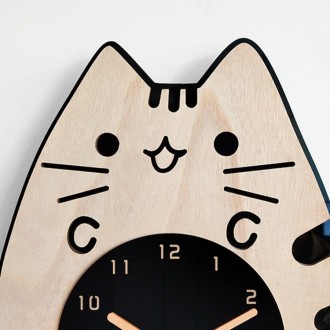 Wooden Cartoon Clocks Home Decoration Living Room Cat Wagging Tail Swinging Wall Clock