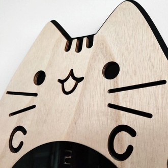 Wooden Cartoon Clocks Home Decoration Living Room Cat Wagging Tail Swinging Wall Clock