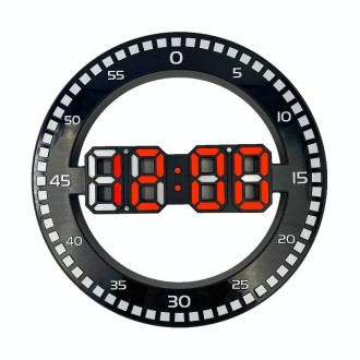 DS-3688L Living Room 3D Wall Clock Big Screen LED Electronic Clock, Colour: Black+Red