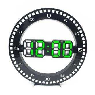 DS-3688L Living Room 3D Wall Clock Big Screen LED Electronic Clock, Colour: Black+Green