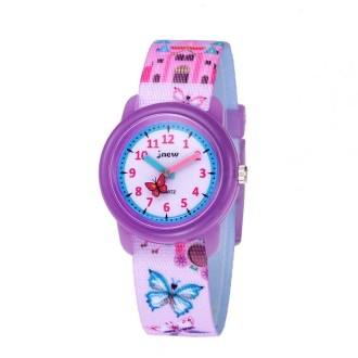 JNEW A369-86366 Children Waterproof Time Cognitive Cartoon Quartz Watch(Butterfly Manor)