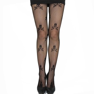 Sexy Fishnet Skull Print Stretch Pantyhose(Black)