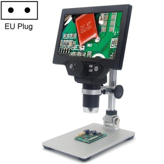 G1200 7 inch LCD Screen 1200X Portable Electronic Digital Desktop Stand Microscope, EU Plug