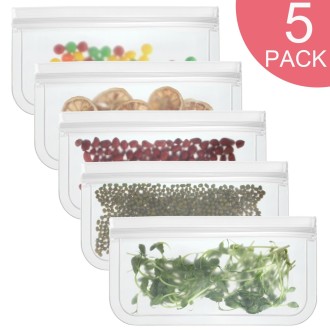 5 in 1 Translucent Frosted PEVA Food Preservation Bag Refrigerator Food Storage Bag Self-Sealing Food Bag Set(NO.2x5)