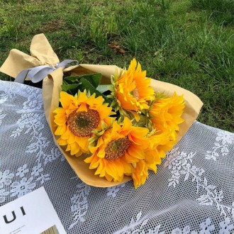 Simulated Flower Arrangement Table Ornament Picnic Photo Props, Style: 5pcs Sunflower Cater Paper