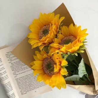 Simulated Flower Arrangement Table Ornament Picnic Photo Props, Style: 3pcs Sunflower Cater Paper