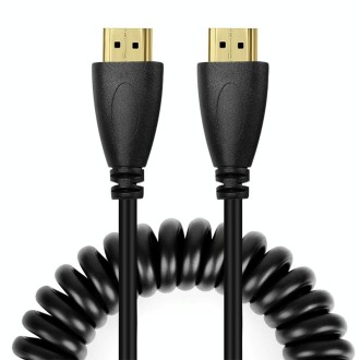 1.4 Version, Gold Plated 19 Pin HDMI Male to HDMI Male Coiled Cable, Support 3D / Ethernet, Length: 60cm (can be extended up to 