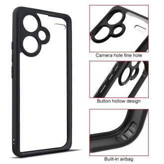 For Xiaomi Redmi Note 13 Pro+ Frosted TPU + Transparent PC Phone Case(Black)