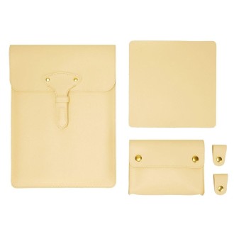 S177 3 In 1 Leather Waterproof Laptop Liner Bags, Size: 15 inches(Light Yellow)