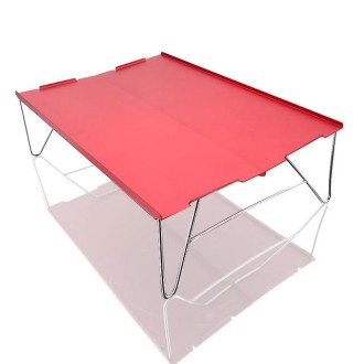 Outdoor Portable Mini Aluminum Table Ultralight Folding Picnic Table Camping Self-Driving Fishing Barbecue Small Coffee Table(Re