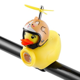 Yellow Duck Bike Bell Handlebar Headlight Car Ornaments Cycling Accessories Helmets Decor(Dog Helmet)