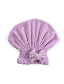 Coral Velvet Soft Absorbent Dry Cap No Hair Loss Coral Velvet Shower Cap(Bow Purple)