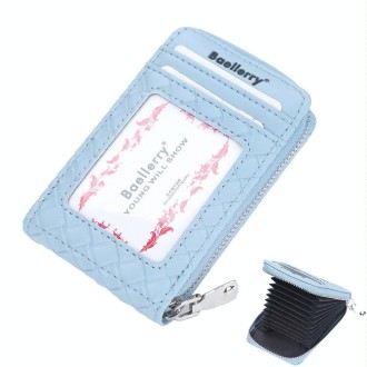 Baellerry Large Capacity Woven Organ Card Holder Thin Zipper Coin Purse(Blue)