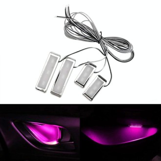 4 PCS Universal Car LED Inner Handle Light Atmosphere Lights Decorative Lamp DC12V / 0.5W Cable Length: 75cm (Pink Light)