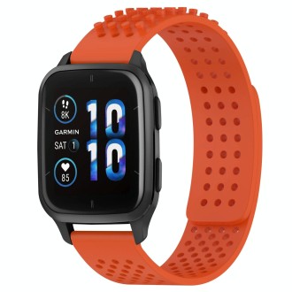 For Garmin Forerunner Sq2 20mm Holes Breathable 3D Dots Silicone Watch Band(Orange)