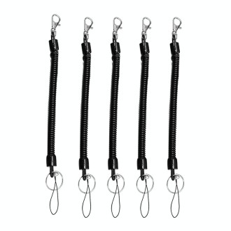 5pcs Spring Key Rope Plastic Keychain Environmentally Friendly Elastic Chain(Black)