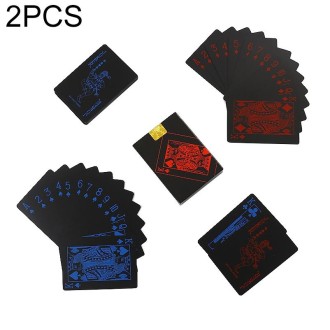 2 Set Plastic Waterproof PVC Poker Cards, Size:6.3 x 8.9cm(Red+Blue)