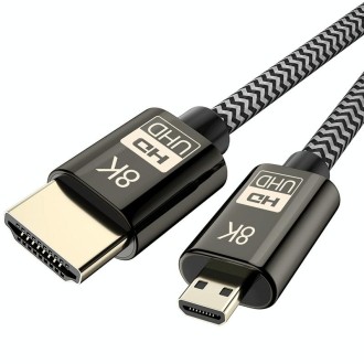 1m 8K UHD Micro HDMI to HDMI Nylon Braided Audio Video Cable