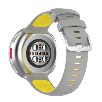 Two-color Silicone Watch Band for POLAR Vantage V2 with Original Raw Ears(Gray+Yellow)