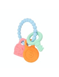 Infant Baby Teether Comfort Anti-eating Hand Bracelet Key Shape Molar Silicone Toy(Blue)