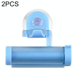 2 Pcs Creative Sucker Hangable Toothpaste Extruder with Sucker &Holder(Blue)