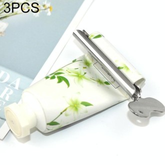 3 PCS Stainless Steel Squeezing Toothpaste Device Hair Key Squeegee Dyeing Tool Semicircular Metal Squeezer(Silver)