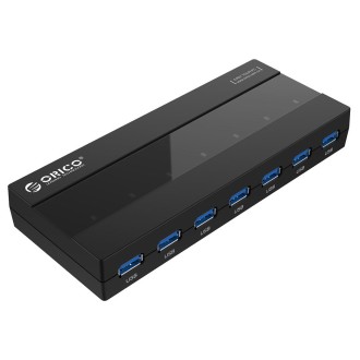 ORICO H727RK-U3 ABS High Speed 7 Ports USB 3.0 HUB with 12V Power Adapter for Laptops / Smartphones(Black)