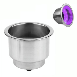 15LED Stainless Steel Cup Holder Yacht RV Modification(Purple)