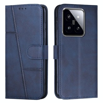 For Xiaomi 14 pro Stitching Calf Texture Buckle Leather Phone Case(Blue)