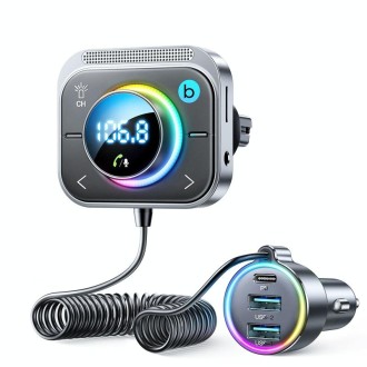 Joyroom JR-CL18 Car Charger Vehicle Bluetooth Transmitter Comes With Spring Line(Silver)