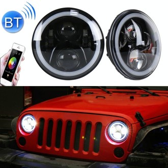 2 PCS 7 inch DC12V 6000K-6500K 50W Car LED Headlight Cree Lamp Beads for Jeep Wrangler / Harley, Support APP + Bluetooth Control