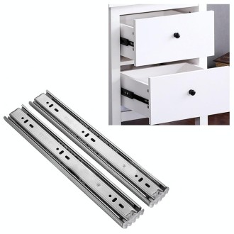 12 inches 3-section Mute Stainless Steel Sliding Drawer Slides Ball Slide Rail Length: 30cm