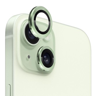 For iPhone 15 / 15 Plus NORTHJO Camera Lens Protector Tempered Glass CD Vein Metal Ring Film(Green)