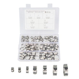 130 PCS Adjustable Single Ear Plus Stainless Steel Hydraulic Hose Clamps O-Clips Pipe Fuel Air with Ear Clamp Pincer Inside Diam