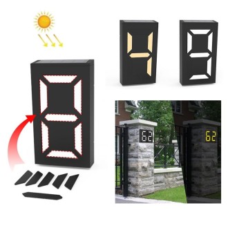 N766B  DIY Solar Number Doorplate Lamp Outdoor Waterproof Wall Lights(White Light/Warm Light)