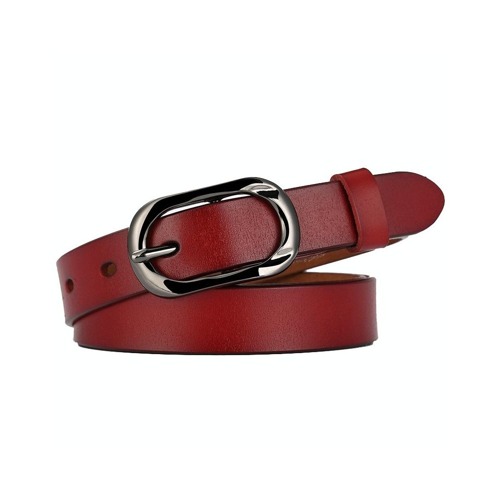 ZK--052 Soft and Wear-resistant Fine Cowhide Belt with Pin Buckle, Length: 105cm(Red Brown)