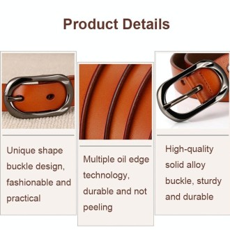 ZK--052 Soft and Wear-resistant Fine Cowhide Belt with Pin Buckle, Length: 105cm(Red Brown)