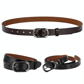 ZK--052 Soft and Wear-resistant Fine Cowhide Belt with Pin Buckle, Length: 105cm(Red Brown)