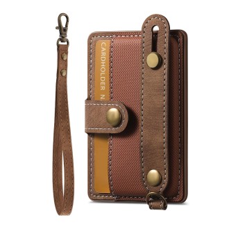 Adhesive Phone Card Holder Wallet with Wrist Strap(Brown)