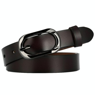 ZK--052 Soft and Wear-resistant Fine Cowhide Belt with Pin Buckle, Length: 100cm(Coffee)