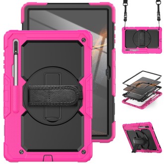 For Samsung Galaxy Tab S8 Ultra 14.6 inch SM-X900 Silicone + PC Tablet Case(Rose Red+Black)