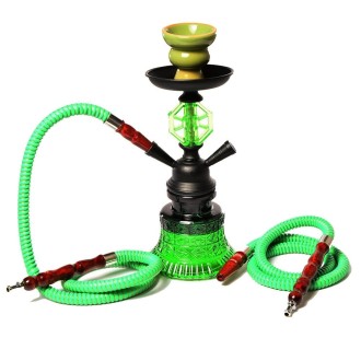 019-MZ729 Double Tube Glass Hookah (Green)