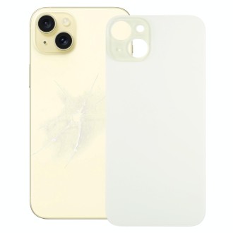 For iPhone 15 Plus Easy Replacement Big Camera Hole Glass Back Battery Cover(Yellow)