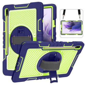 For Samsung Galaxy Tab S7 FE T730 / T735 / Tab S7+ T970 / T975 360 Degree Rotation Contrast Color Shockproof Silicone + PC Case 